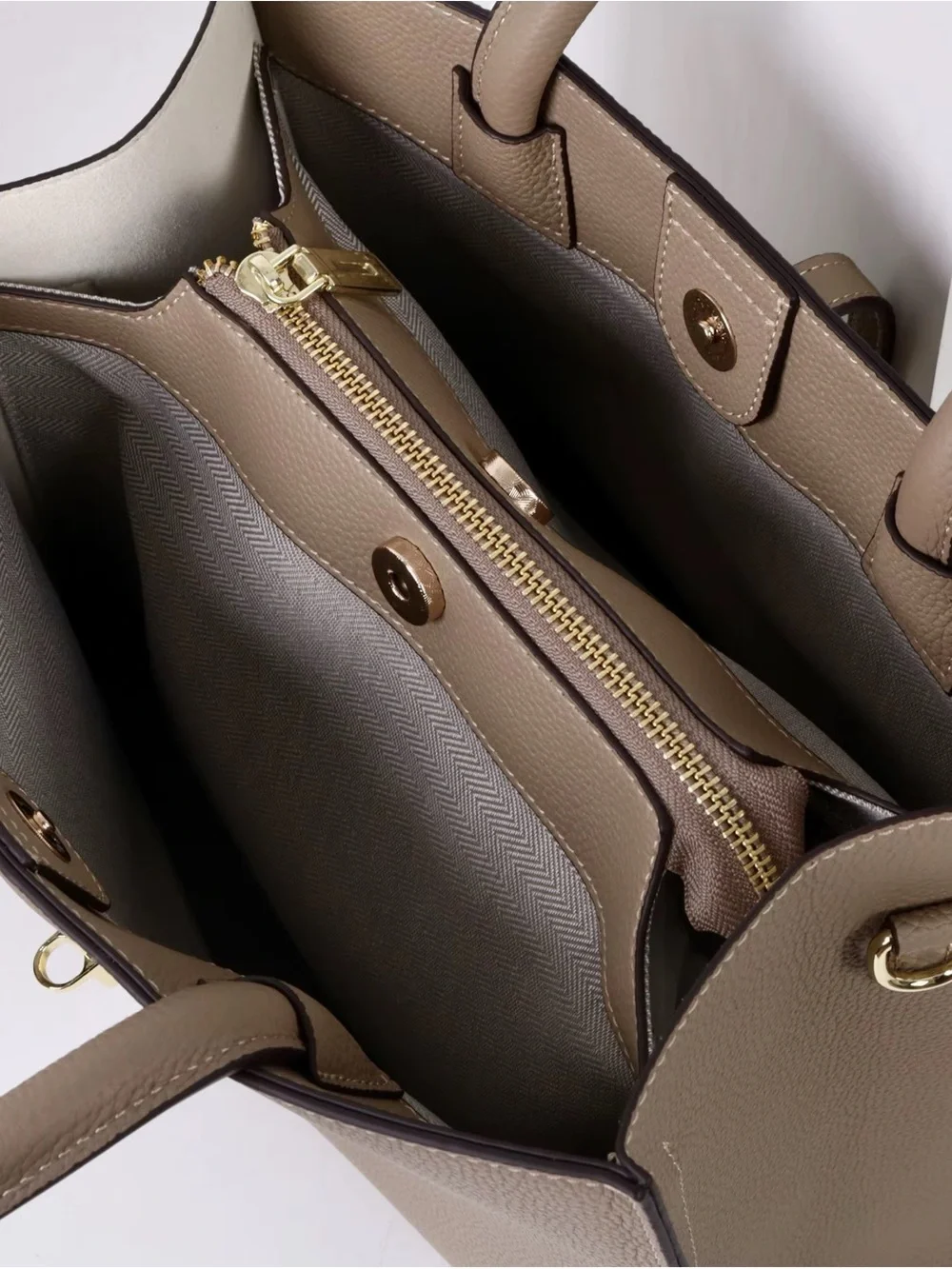 Classic Structured Togo Leather Bag in Brown with Scarf Accent